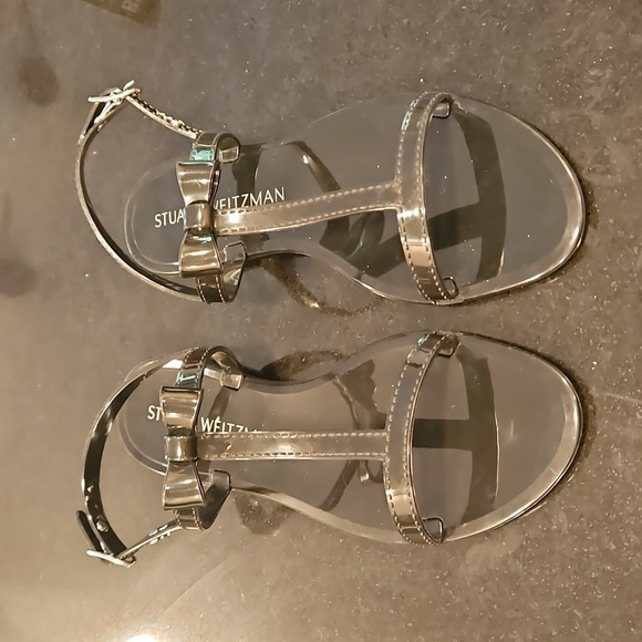 đź’•STUART WEITZMANđź’• Mellie Bow Jelly Sandal ~ Black US 9 New Without Box - Picture 7 of 12